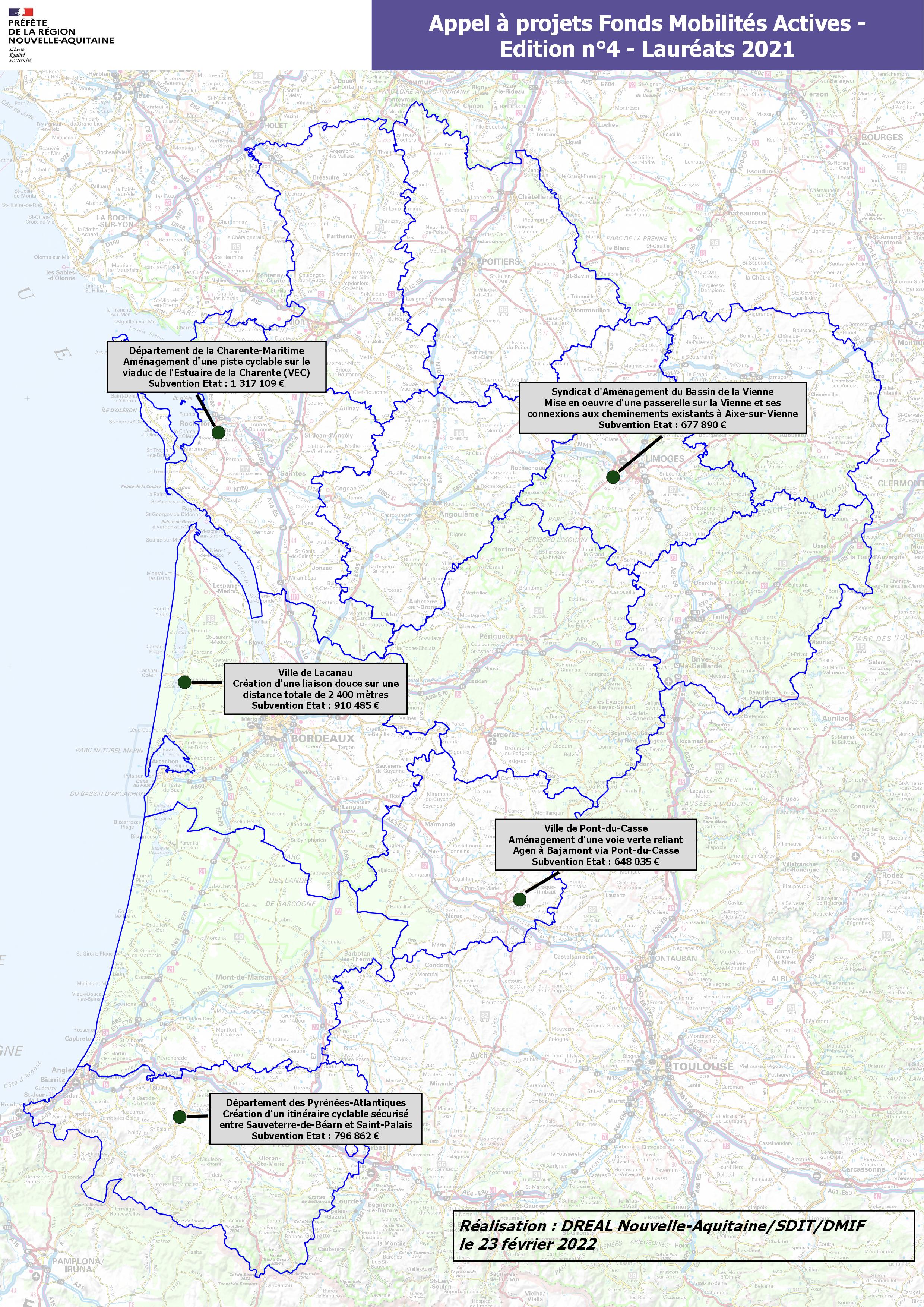 La carte des lauréats 2021