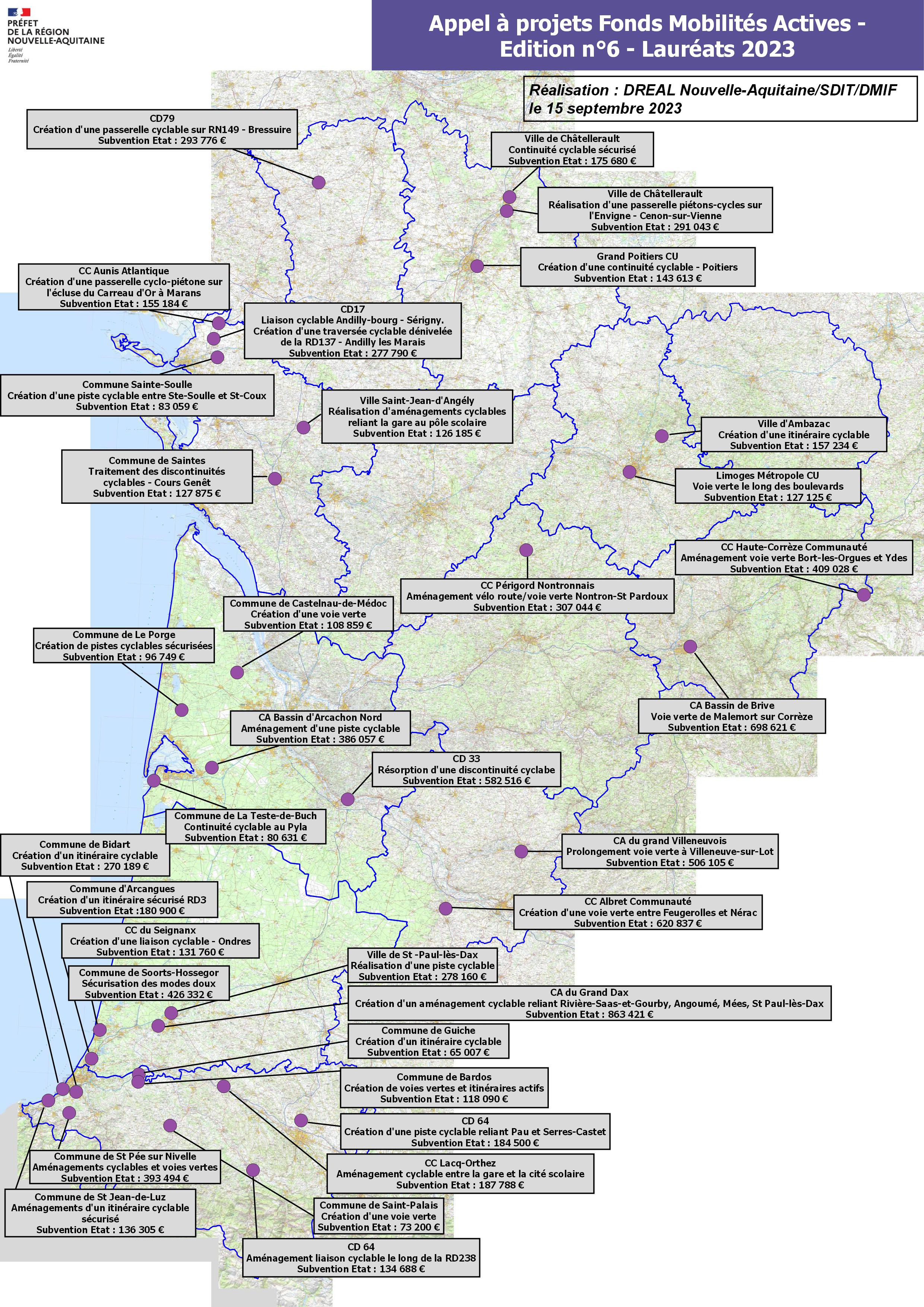 La carte des lauréats