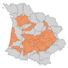 Carte des zones sensibles à la pollution, bassin Adour-Garonne